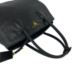 Prada Triangle Logo Leather 2-Way Shoulder Bag Tote Black — view 4