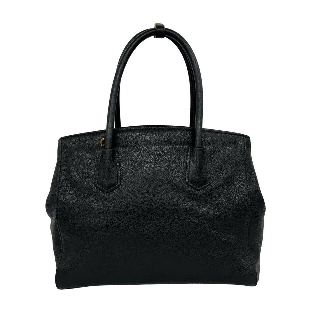Prada Triangle Logo Leather 2-Way Shoulder Bag Tote Black — view 3