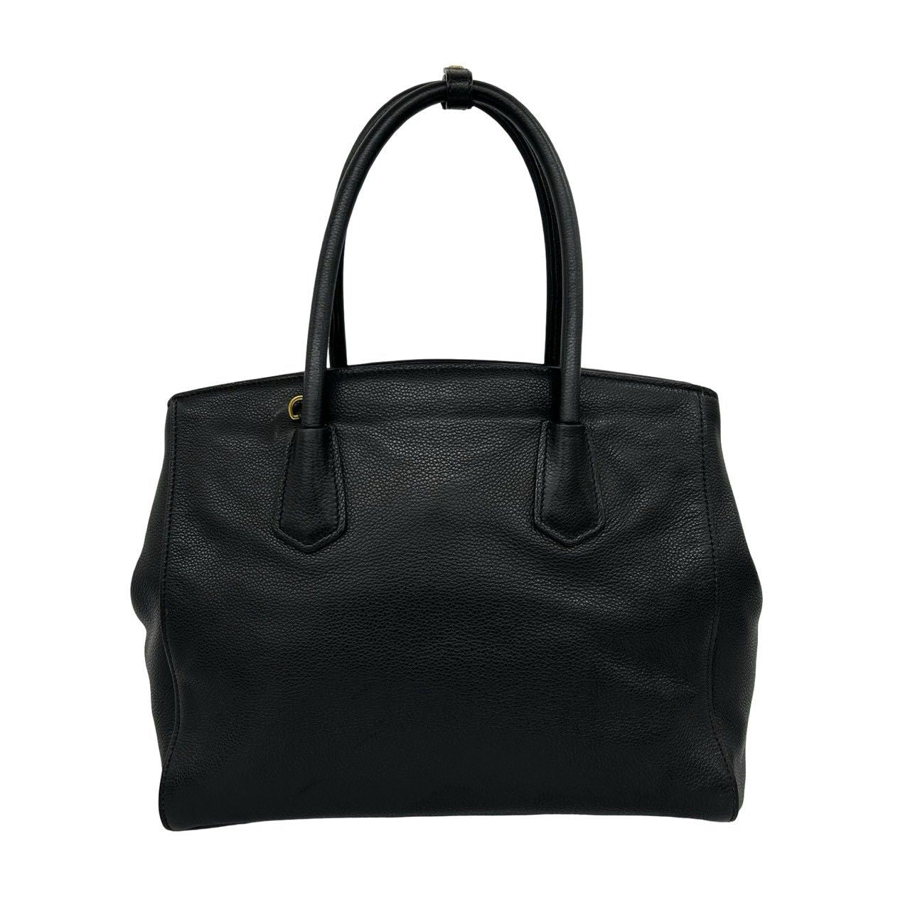 Prada Triangle Logo Leather 2-Way Shoulder Bag Tote Black — view 3