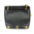 Chanel Triple Coco Chain Shoulder Tote Bag Black Caviar