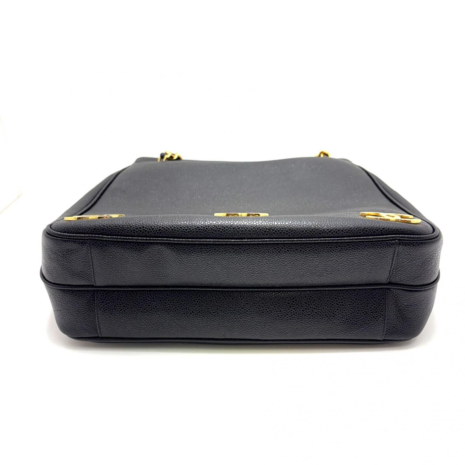 Chanel Triple Coco Chain Shoulder Tote Bag Black Caviar — view 3