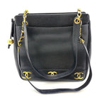 Chanel Triple Coco Chain Shoulder Tote Bag Black Caviar — view 4