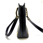 Chanel Triple Coco Chain Shoulder Tote Bag Black Caviar — view 6