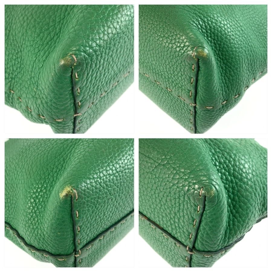 Fendi Selleria Green Silver Leather Tote Bag — view 4