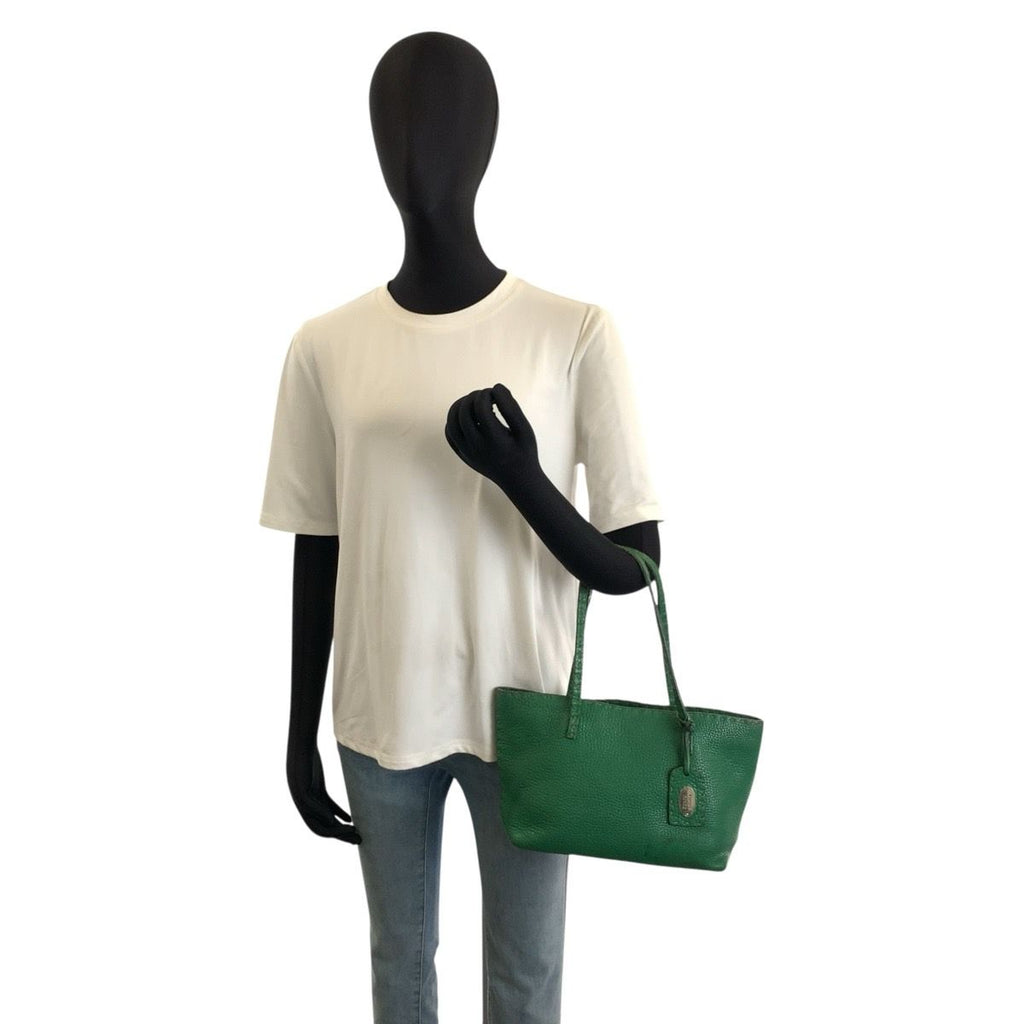 Fendi Selleria Green Silver Leather Tote Bag — view 6
