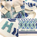 Hermes Carre 90 Scarf Kelly en Perles White Blue Silk — view 3