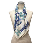 Hermes Carre 90 Scarf Kelly en Perles White Blue Silk — view 2