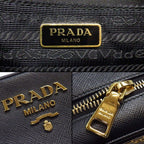 Prada Shoulder Bag Chain Black Saffiano Leather Gold — view 6