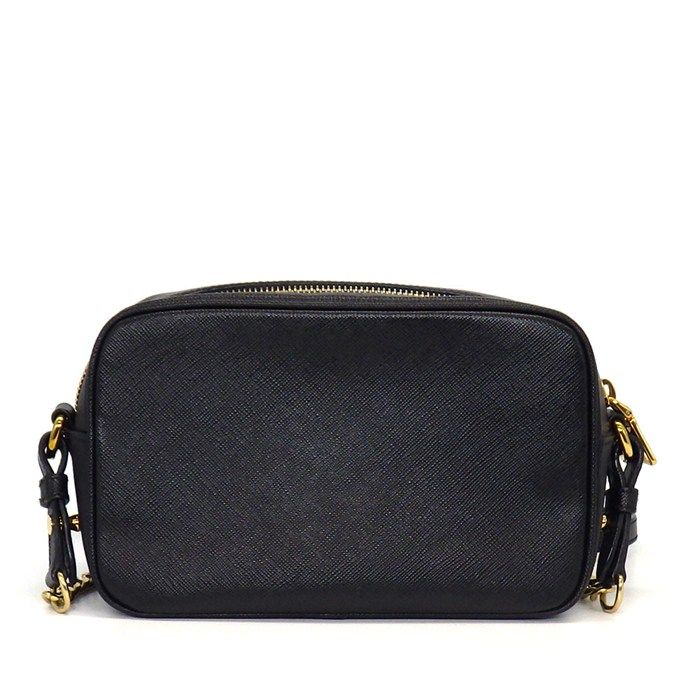 Prada Shoulder Bag Chain Black Saffiano Leather Gold — view 2