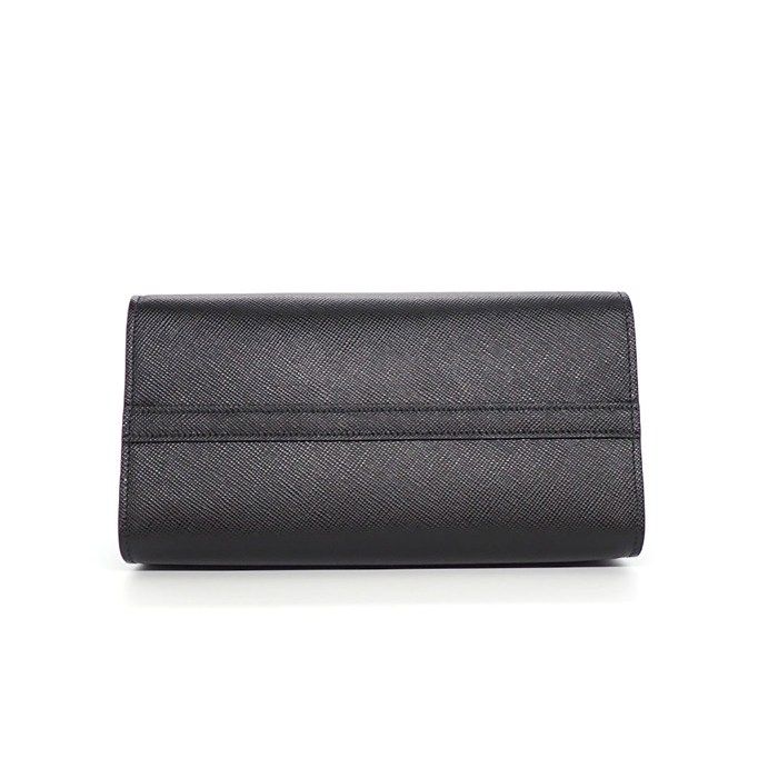 Prada Shoulder Bag Monochrome Small Nero Saffiano Cuir Leather Gold — view 4