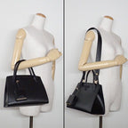 Prada Shoulder Bag Monochrome Small Nero Saffiano Cuir Leather Gold — view 8