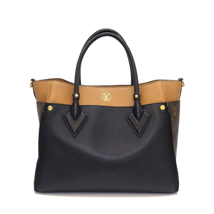 Louis Vuitton Tote Bag on My Side MM Monogram Canvas Black Grain Calfskin — view 2