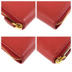 Prada Saffiano Ribbon Red Gold Leather Wallet — view 6