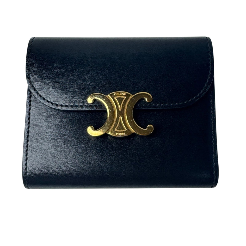 Celine Triomphe Small Flap Wallet Black