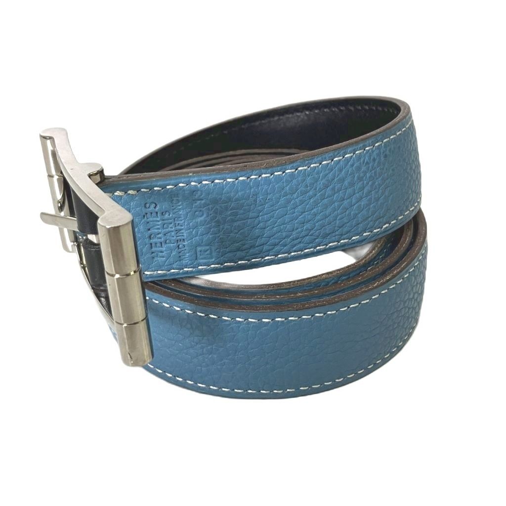 Hermes Leather Belt Single Type Blue — view 2
