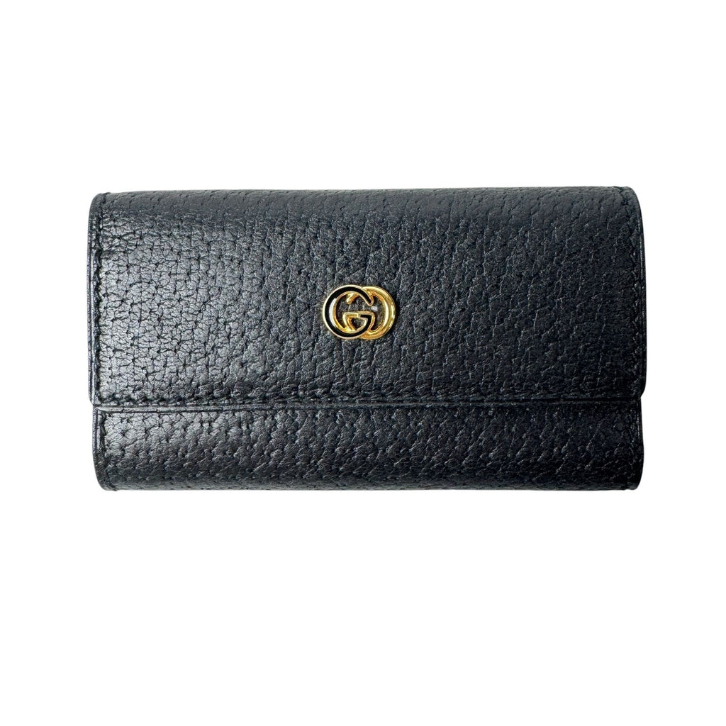 Gucci Vintage Key Case Black Leather GG Key Holder — view 2