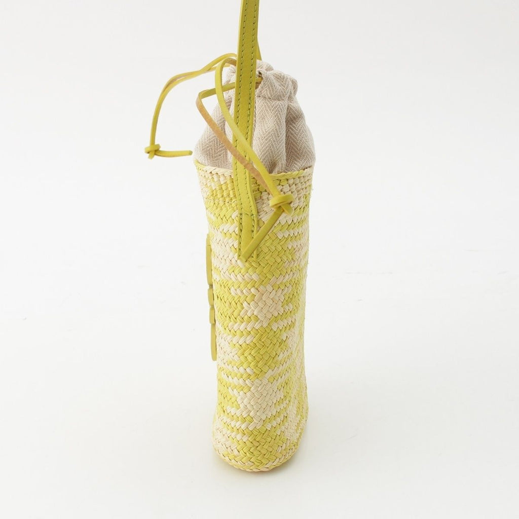 Loewe Raffia Leather Anagram Square Pocket Shoulder Bag Beige Green — view 3