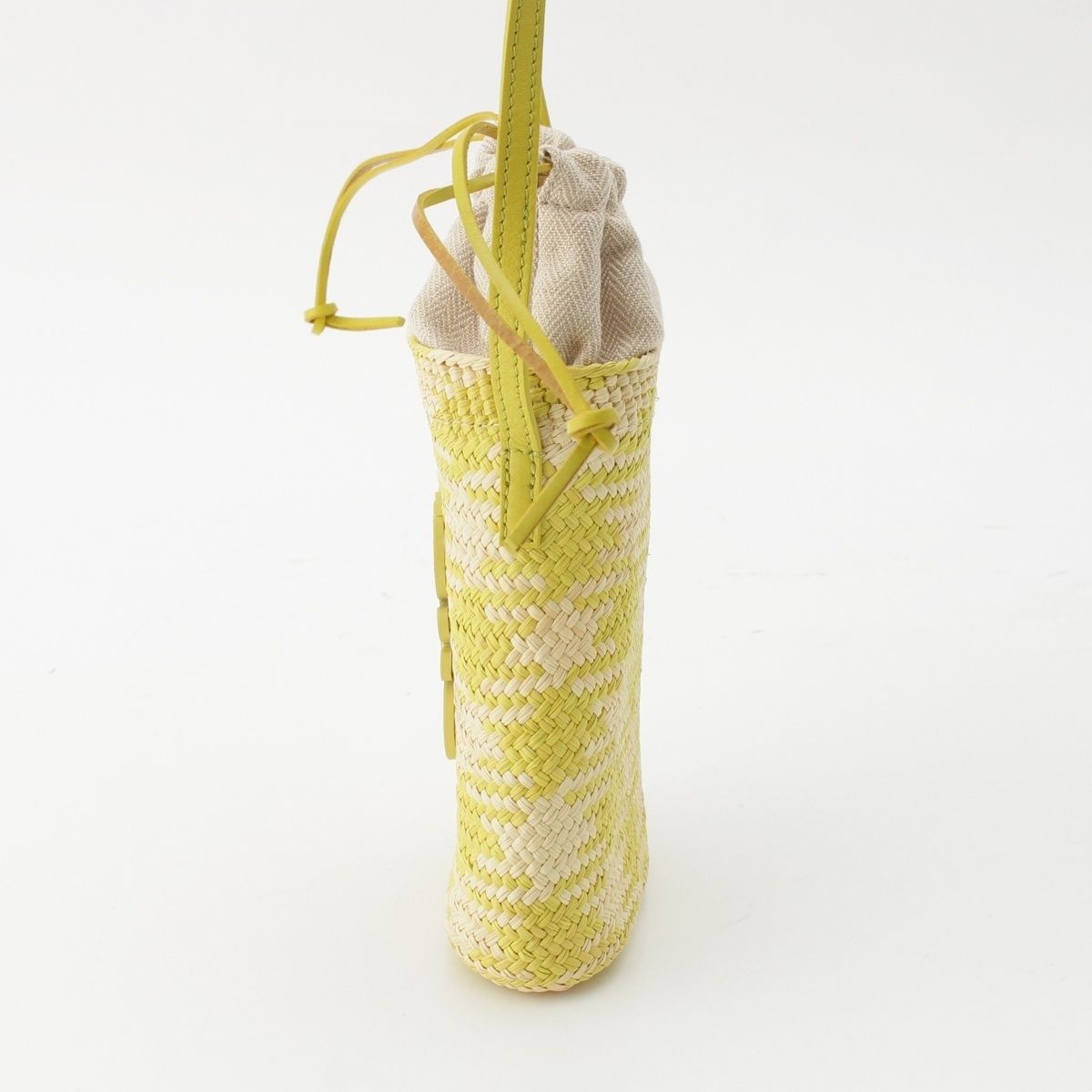 Loewe Raffia Leather Anagram Square Pocket Shoulder Bag Beige Green — view 3