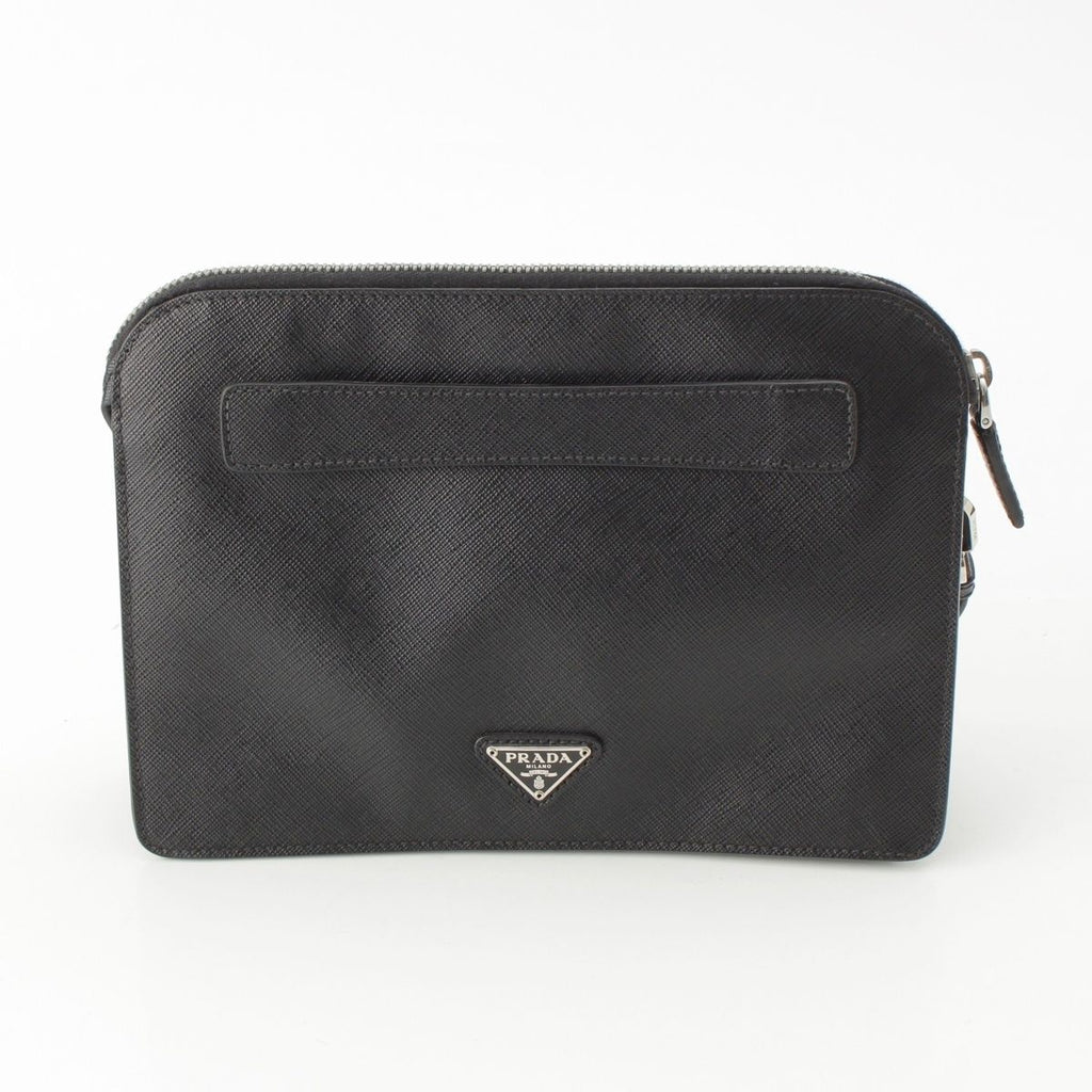 Prada Saffiano Leather Clutch Black