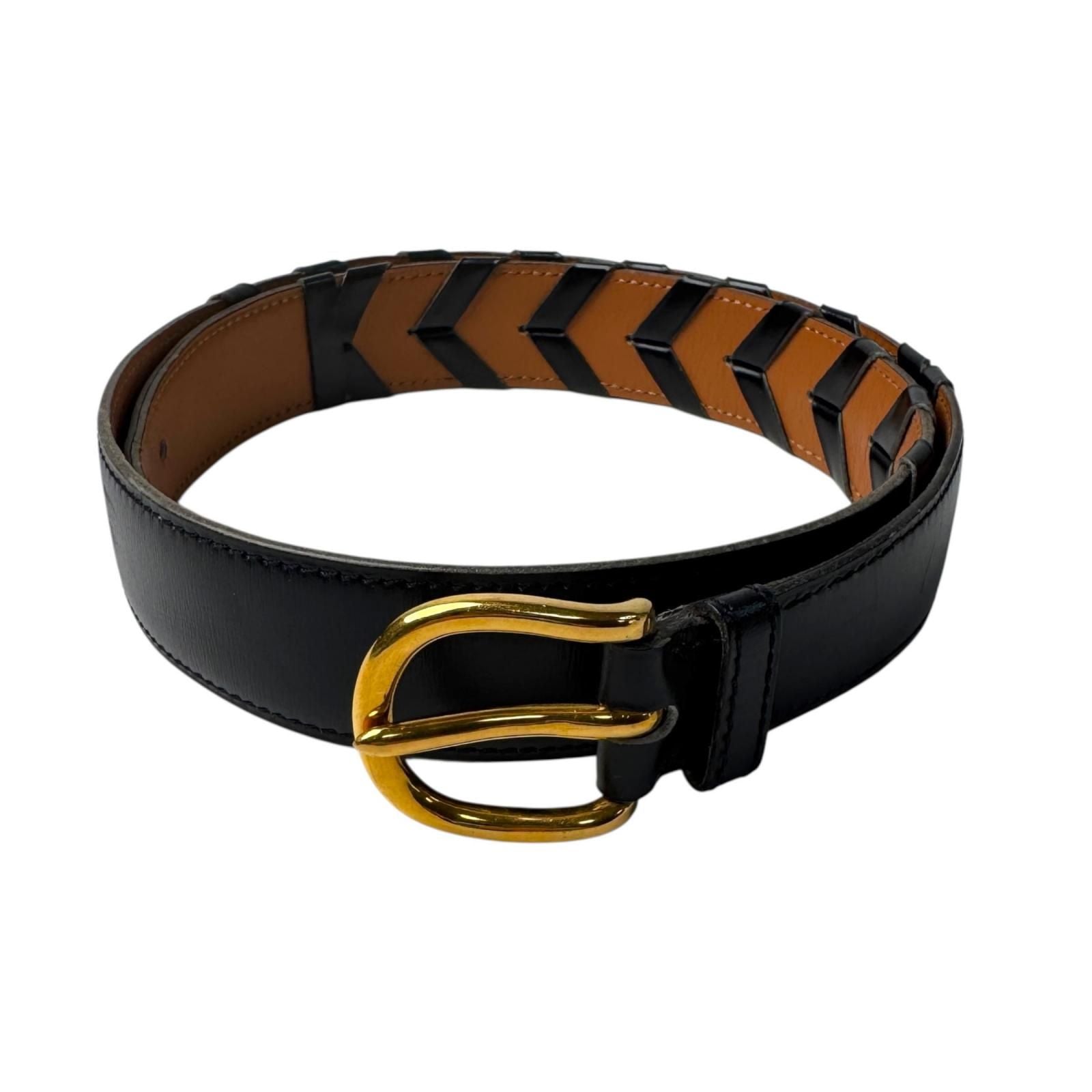 Hermes V-stitch Leather Belt 85