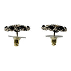 Chanel CC Logo Rhinestone Leather Chain Earrings — view 6