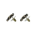 Chanel CC Logo Rhinestone Leather Chain Earrings — view 4