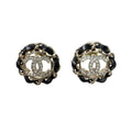 Chanel CC Logo Rhinestone Leather Chain Earrings