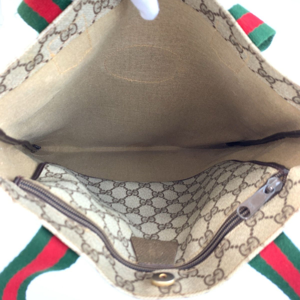 Gucci Vintage Sherry Line Beige GG Supreme Canvas 02 37 Tote Bag — view 8