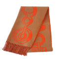 Hermes Scarf Fringe Beige Orange Dore Buckle Cashmere 100%