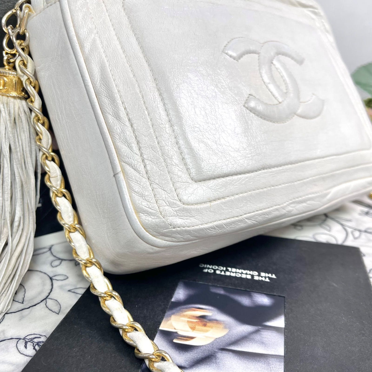 Chanel Camera Bag Jumbo CC Logo Fringe — view 5