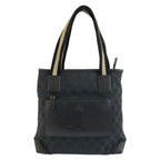 Gucci Sherry Line Black GG Canvas Leather Tote Bag