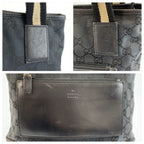 Gucci Sherry Line Black GG Canvas Leather Tote Bag — view 5