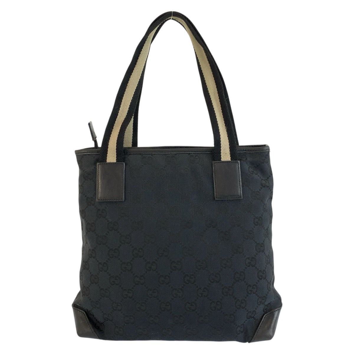 Gucci Sherry Line Black GG Canvas Leather Tote Bag — view 2
