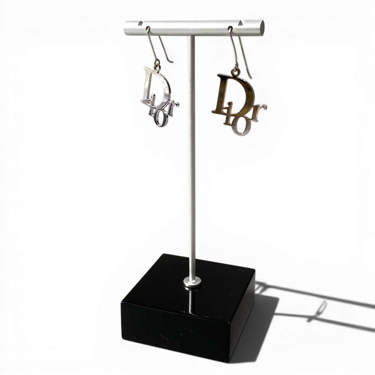 Dior D9 Logo Design Earrings Pierced Silver — view 5