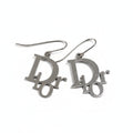 Dior D9 Logo Design Earrings Pierced Silver