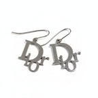 Dior D9 Logo Design Earrings Pierced Silver