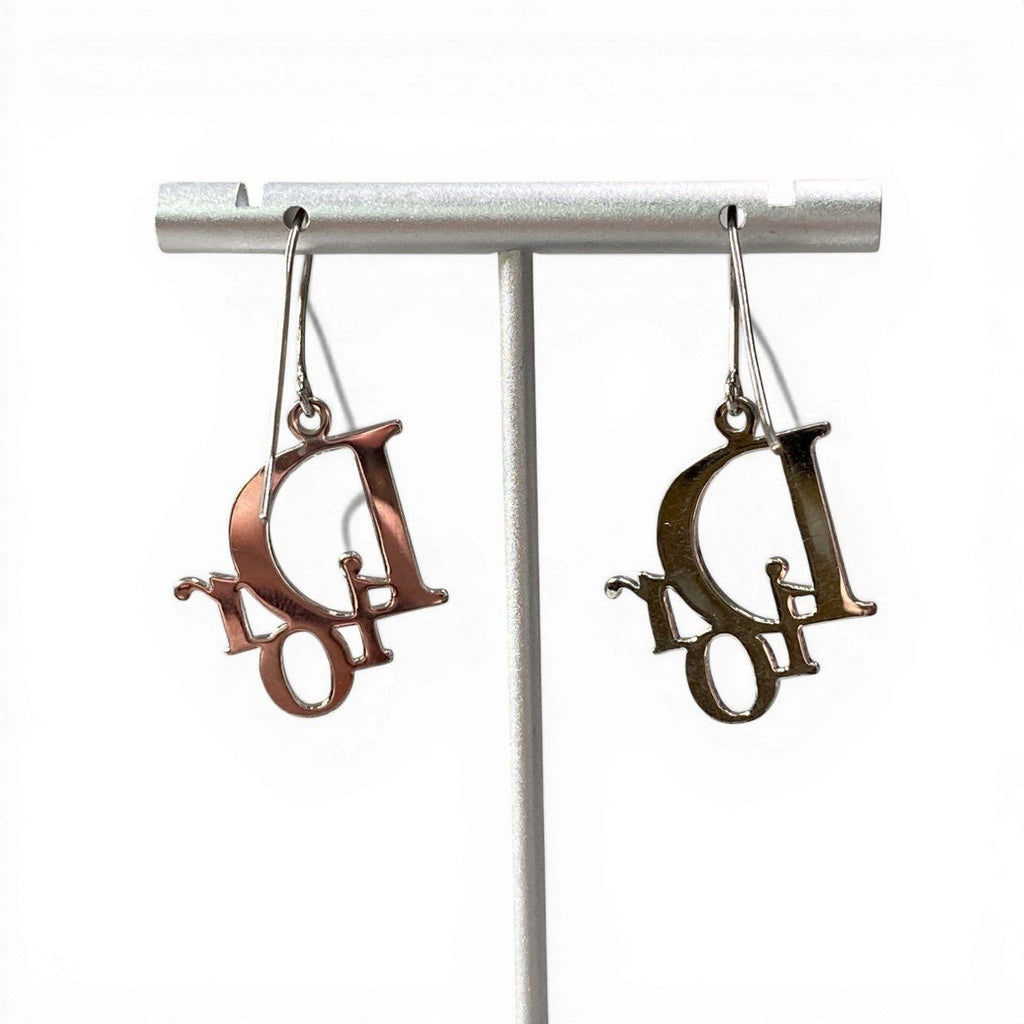 Dior D9 Logo Design Earrings Pierced Silver — view 4