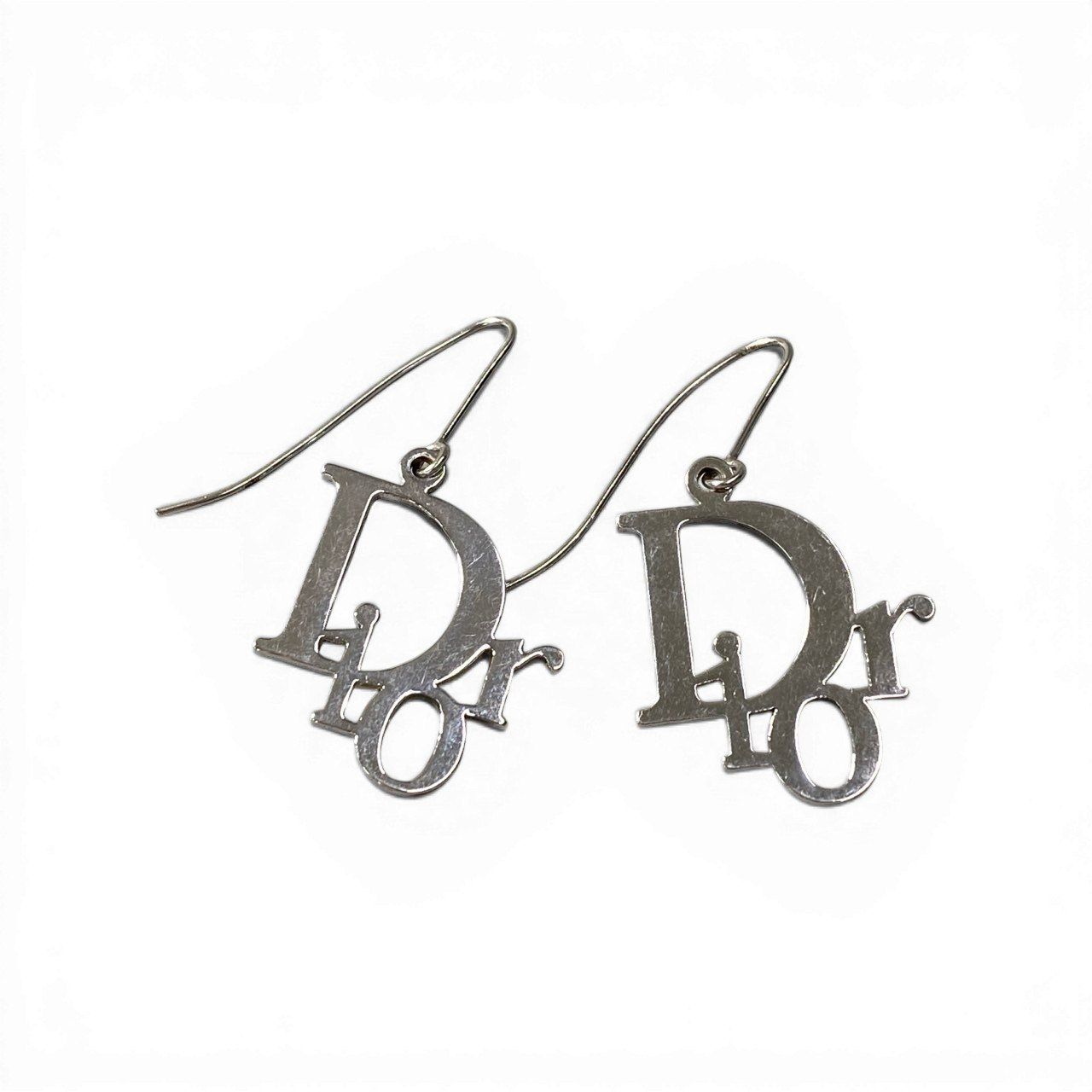 Dior D9 Logo Design Earrings Pierced Silver — view 2