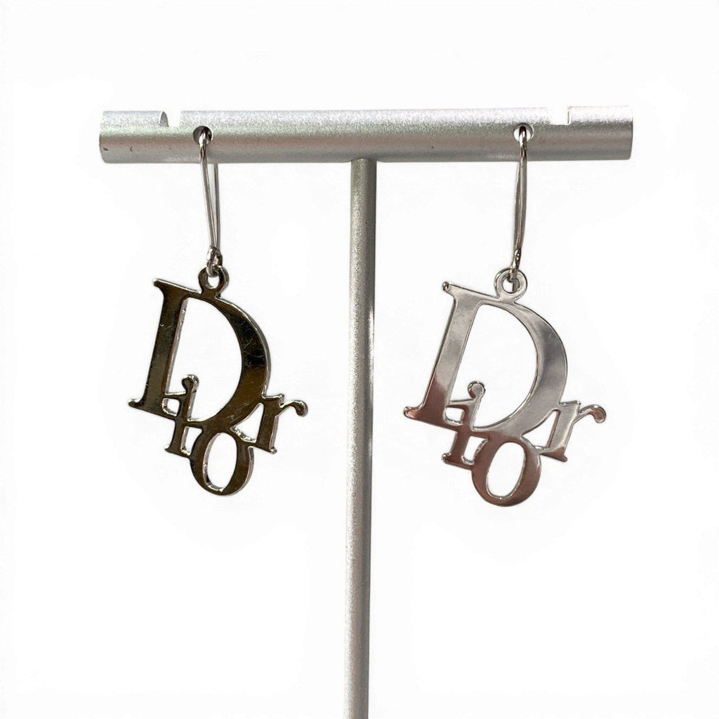 Dior D9 Logo Design Earrings Pierced Silver — view 3