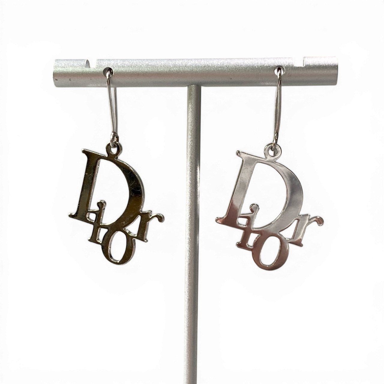 Dior D9 Logo Design Earrings Pierced Silver — view 3