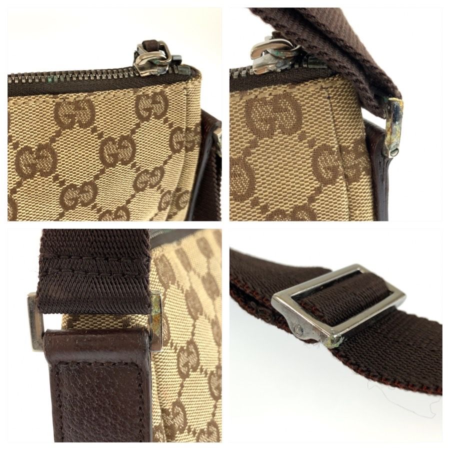 Gucci Beige Brown Silver GG Canvas Leather Shoulder Bag — view 5