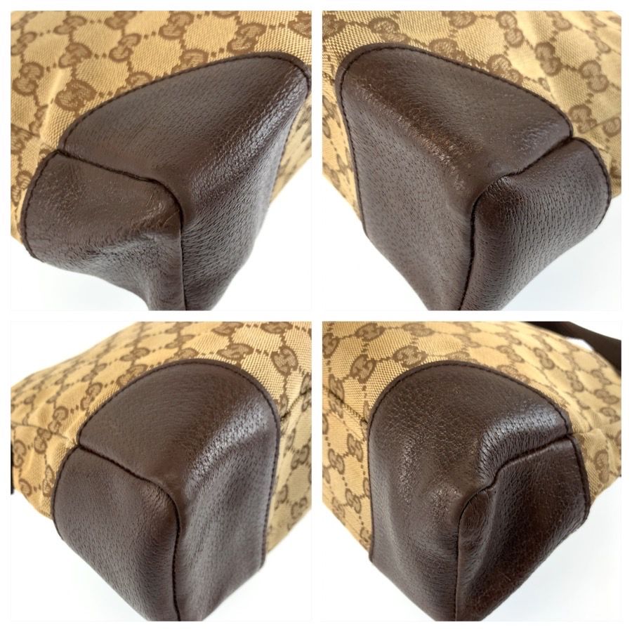 Gucci Beige Brown Silver GG Canvas Leather Shoulder Bag — view 4