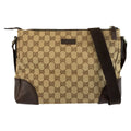 Gucci Beige Brown Silver GG Canvas Leather Shoulder Bag