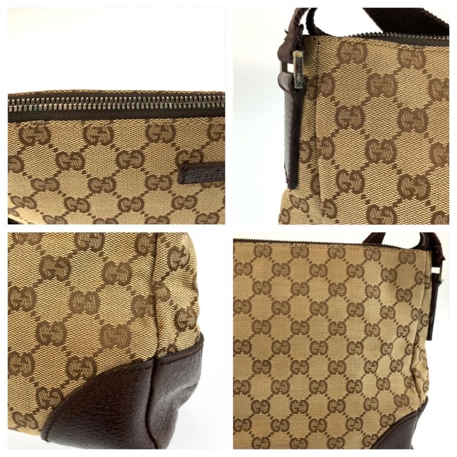 Gucci Beige Brown Silver GG Canvas Leather Shoulder Bag — view 6