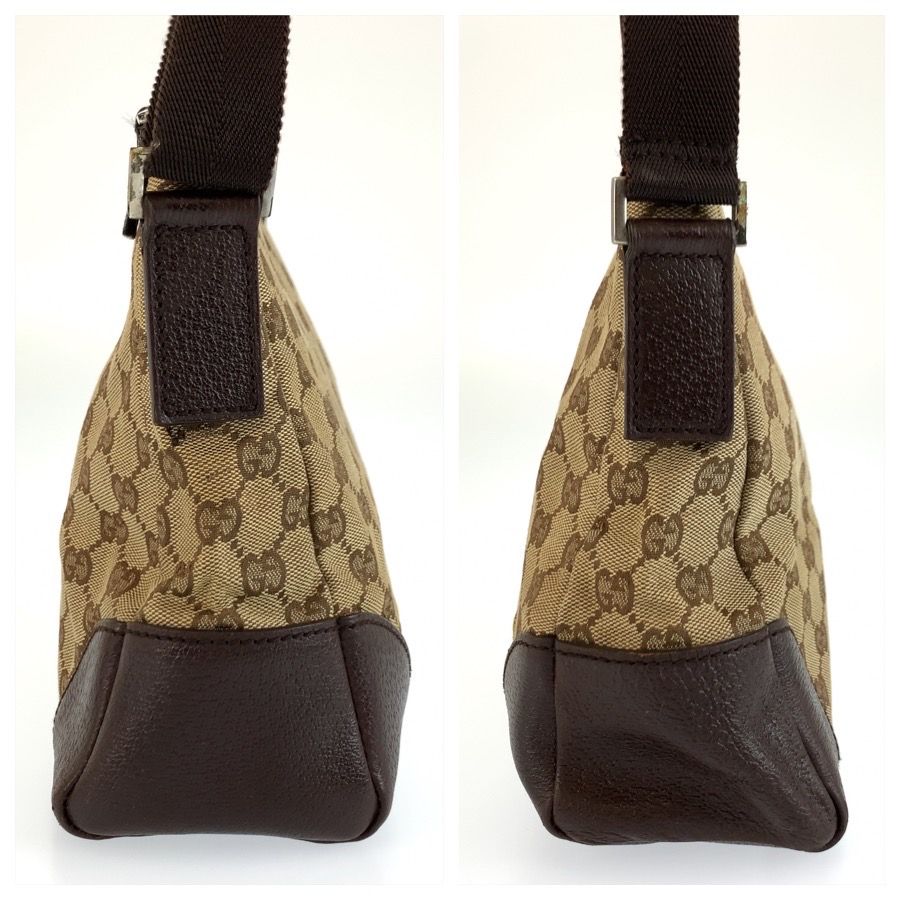 Gucci Beige Brown Silver GG Canvas Leather Shoulder Bag — view 8