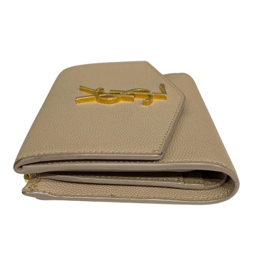 Saint Laurent Wallet Uptown Compact Leather Beige — view 3