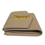 Saint Laurent Wallet Uptown Compact Leather Beige — view 3