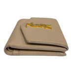 Saint Laurent Wallet Uptown Compact Leather Beige — view 4