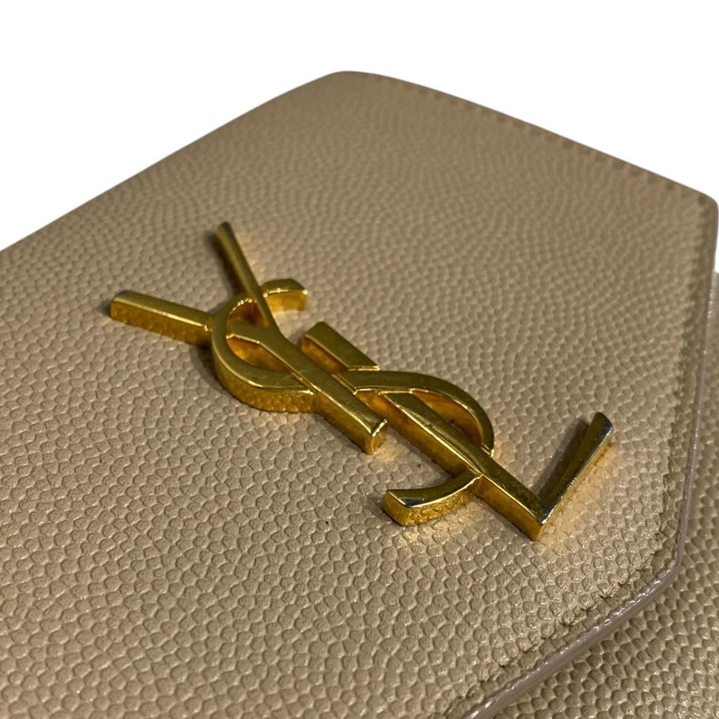 Saint Laurent Wallet Uptown Compact Leather Beige — view 7