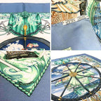 Hermes Scarf Carre 90 Vive le Vent Blow the Wind Blue Silk — view 3